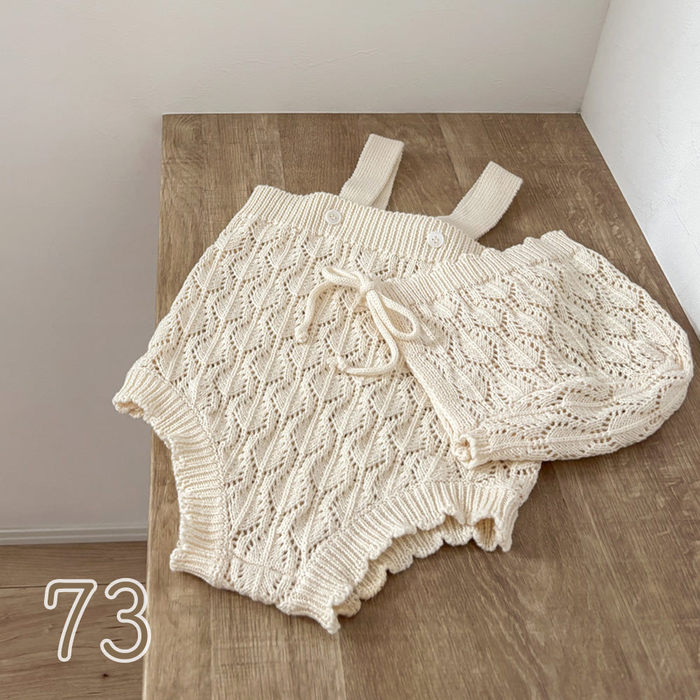 NATURAL MAISON（ナチュラルメゾン）｜透かし編みニットロンパース