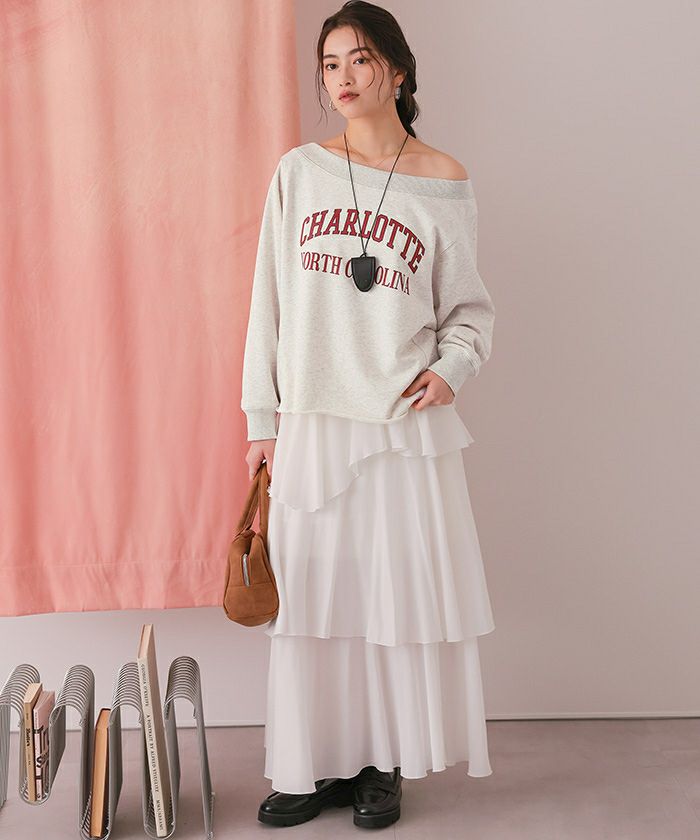 オフショルダースウェットプルオーバー | titivate