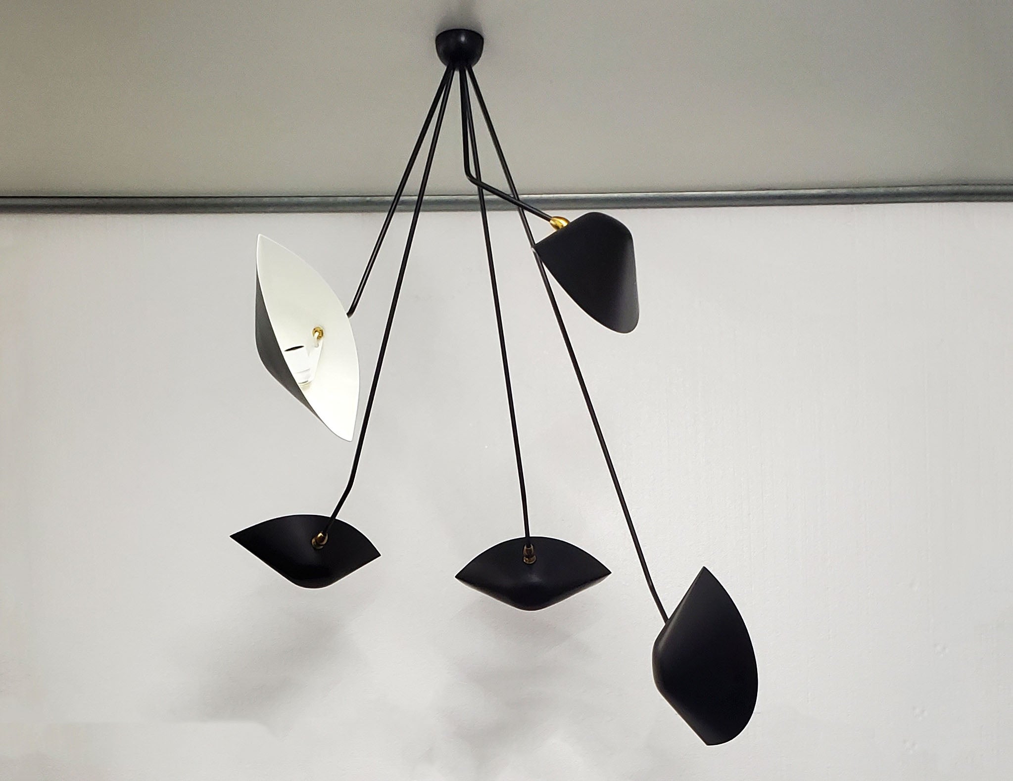 Serge Mouille Spider Ceiling Lamp 5 Falling Arms - SergeMouilleUSA