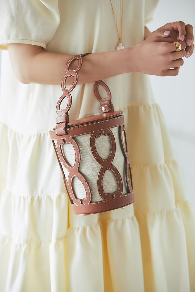 Cutwork Leather Bucket Bag / Marine Print Eco Bag｜seventen