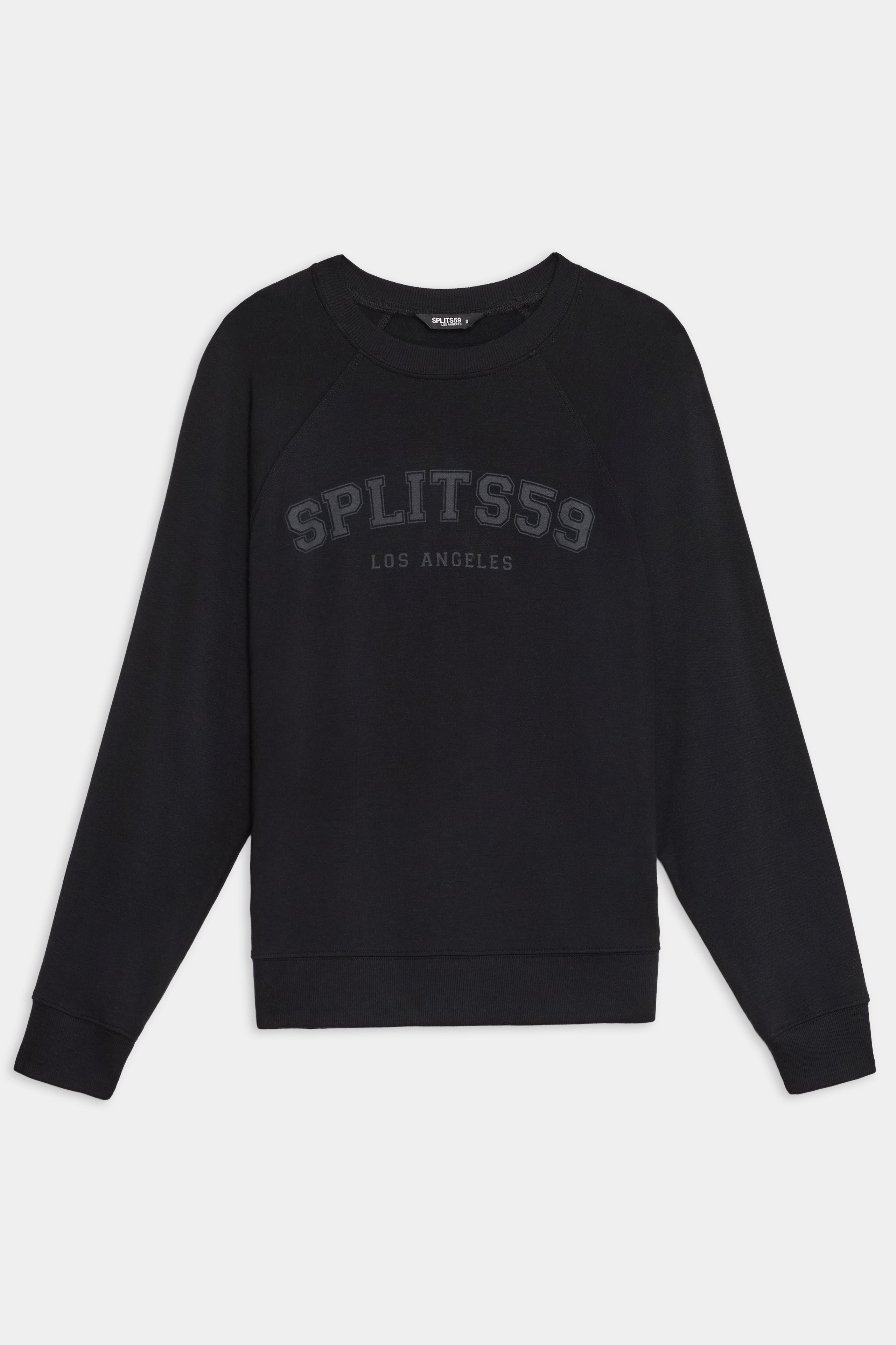 Andie Oversized Fleece Varsity Graphic Sweatshirt - Black/Splits59