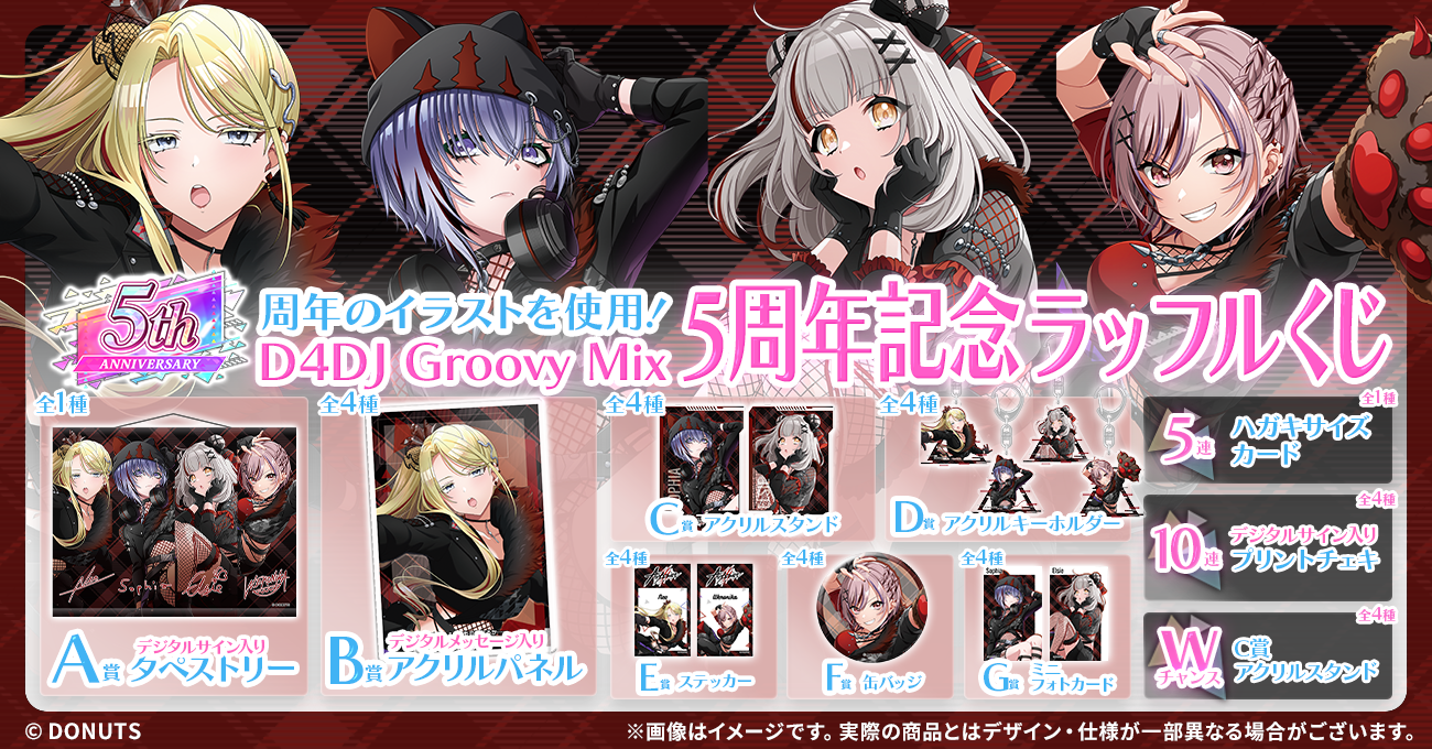 Abyssmare】D4DJ Groovy Mix 5周年記念ラッフルくじ | RAFFLE