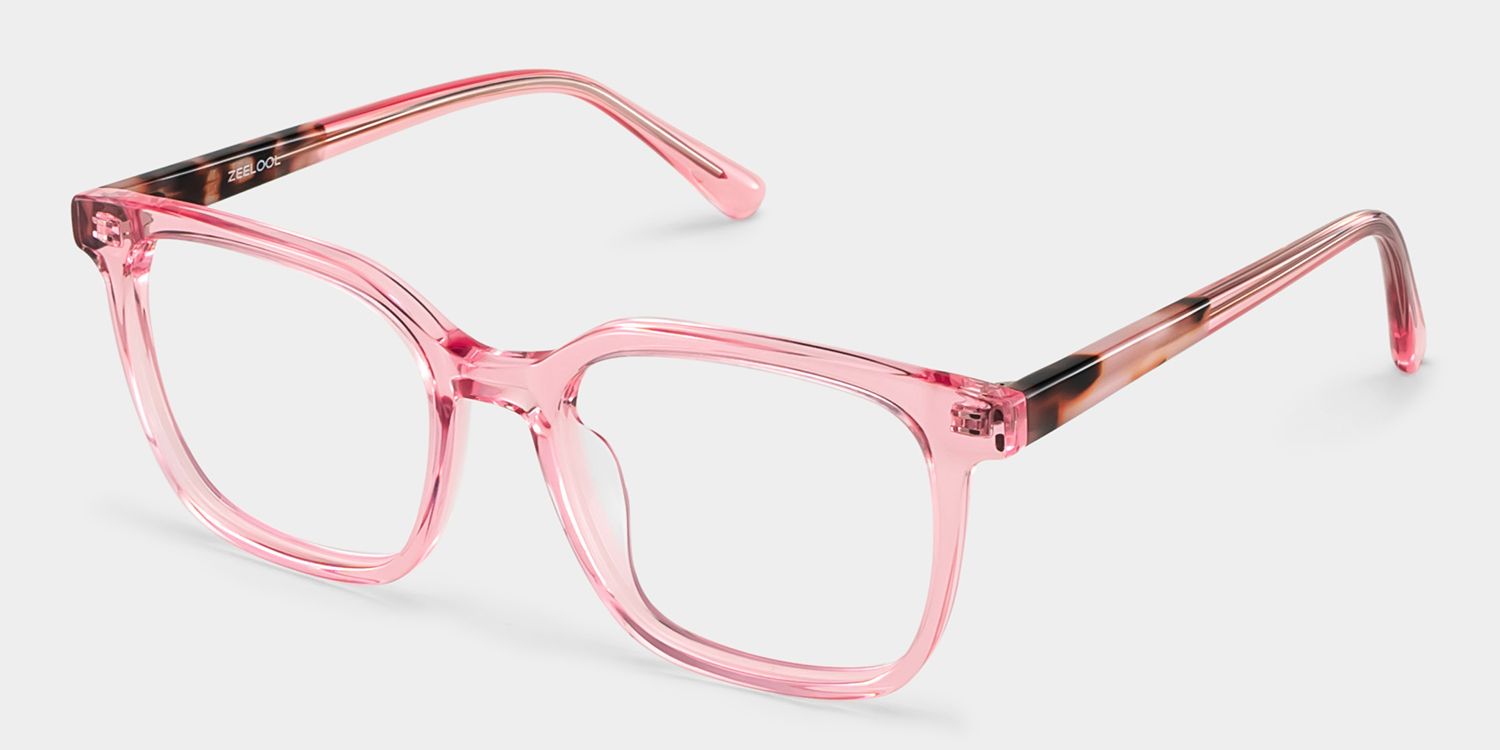Freya Pink Frame Glasses with Square Frame Online | ZEELOOL