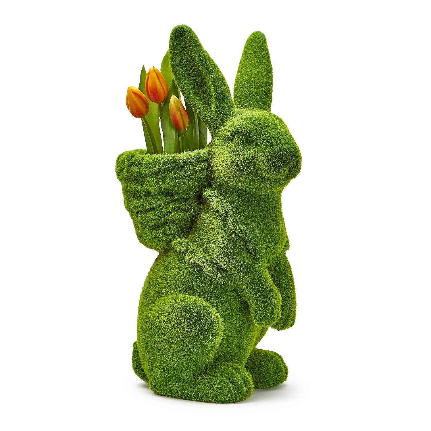 Faux Moss Easter Bunny with Basket
