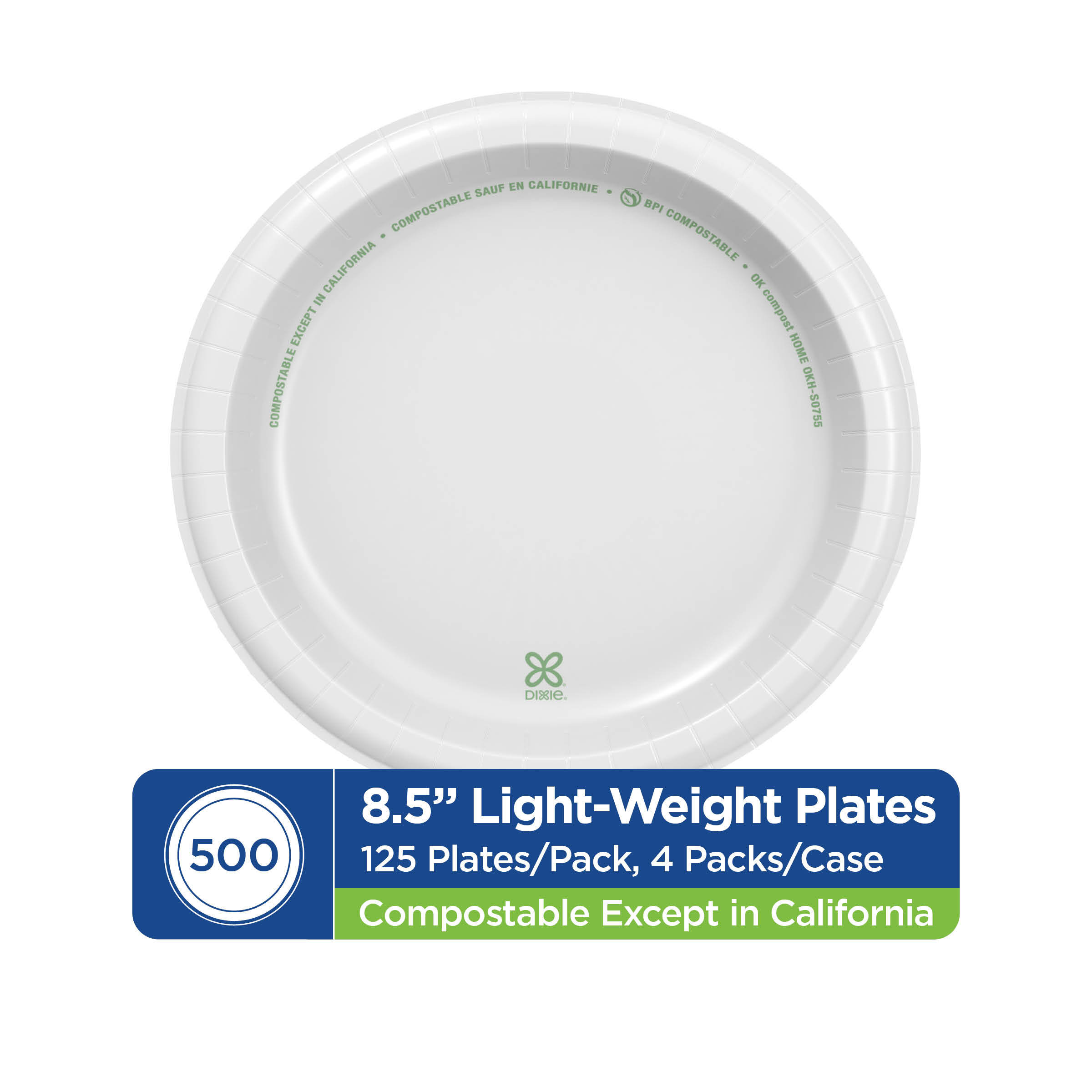 Dixie Basic Plate 8.5 IN Paper White Kosher 500/Case | Imperial Dade