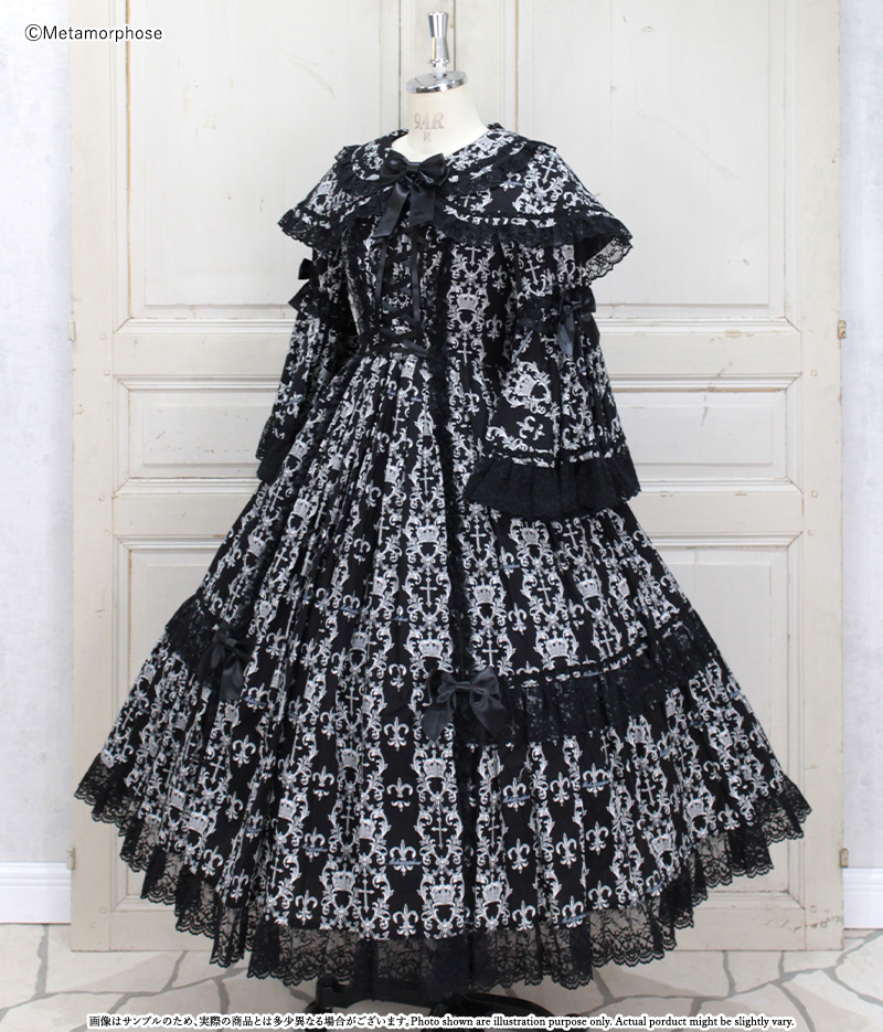 プラスサイズ】クラウンクロス ケープ付ロングドレス - ワンピース