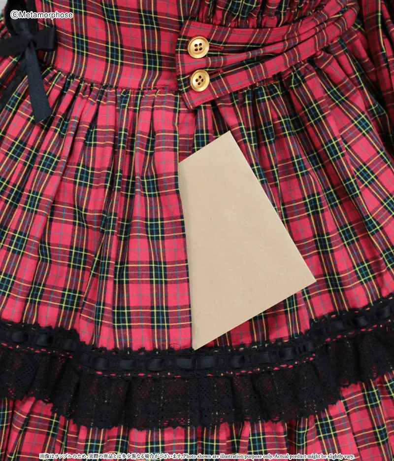 プラスサイズ】Sweetタータンはしごレースフリルジャンパースカート