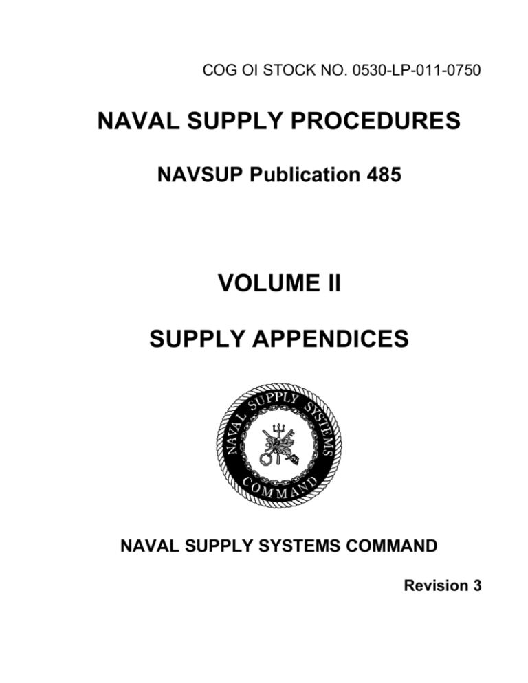 NAVSUP P-485 Vol II: Naval Supply Procedures Appendices