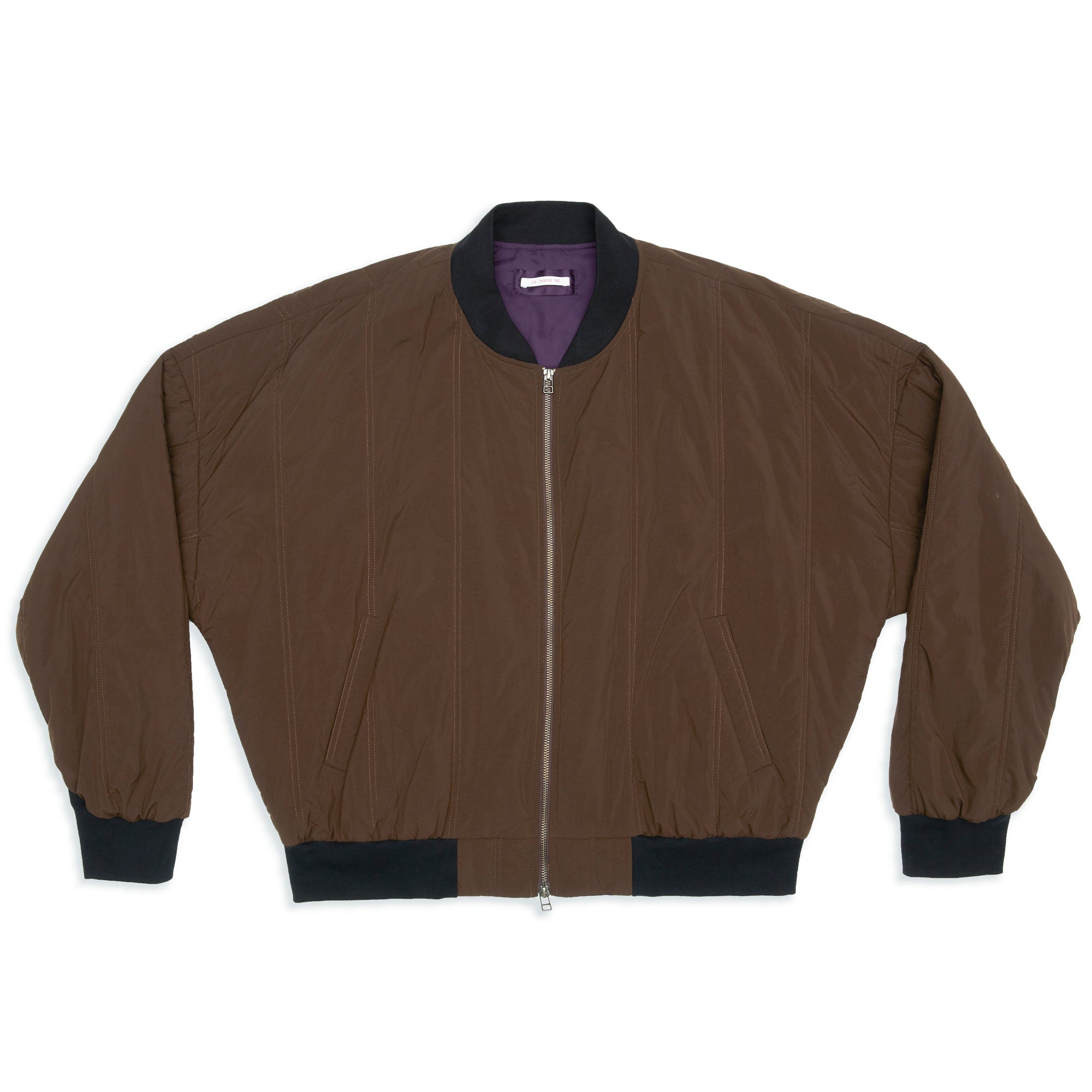 Reversible Bomber Jacket - Brown Quilted Recycled Nylon WR – s.k.