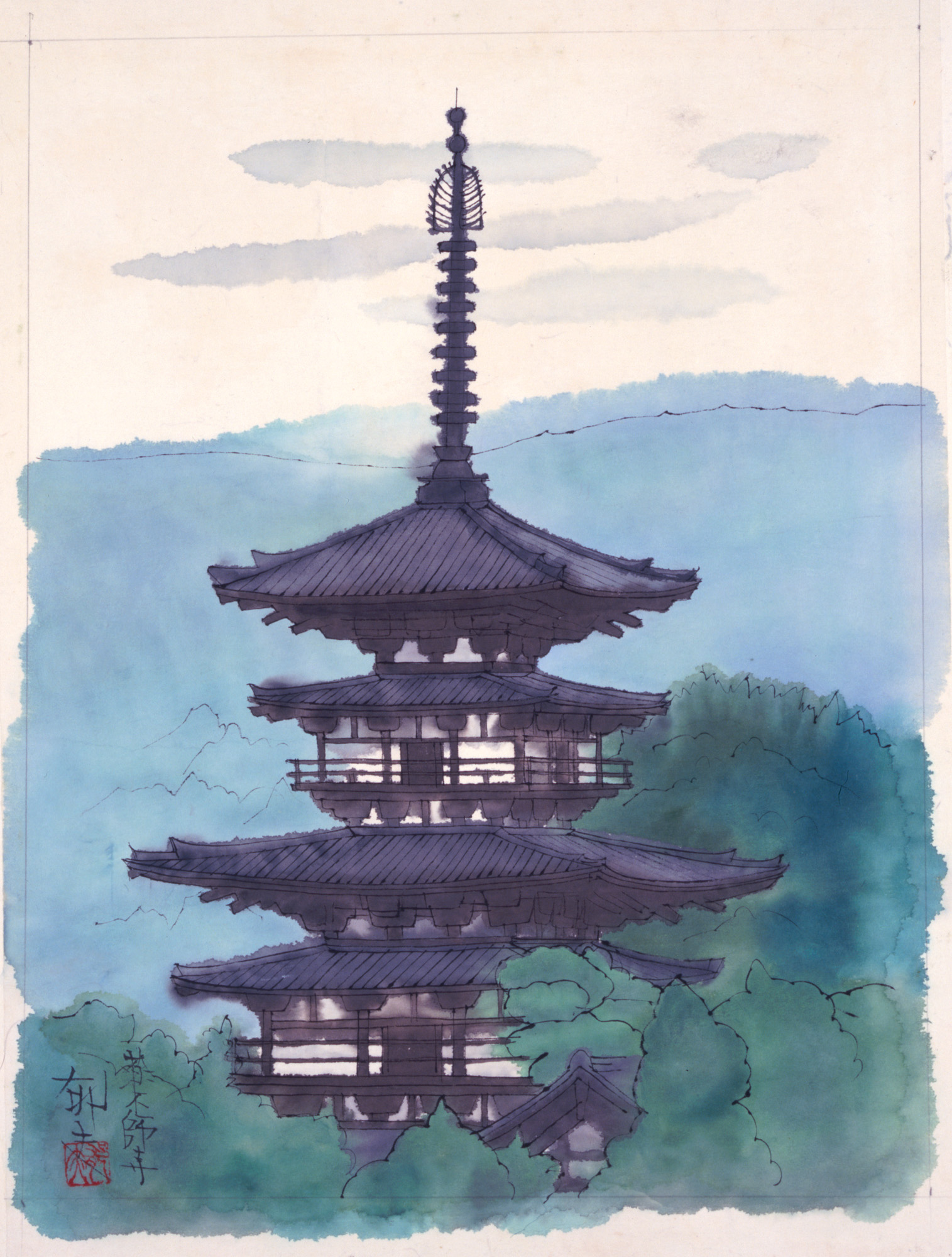 平山 郁夫 「銀野路 那智の瀧」45.5×69.5 cm 2021年後期展_