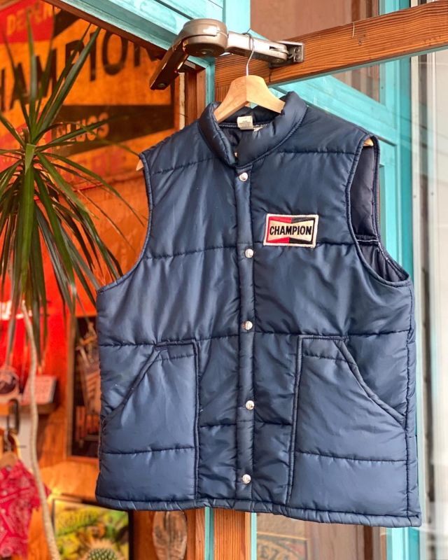 70s CHAMPION SPARK PLUGS OFFICIAL VTG RACING PUFFY VEST L