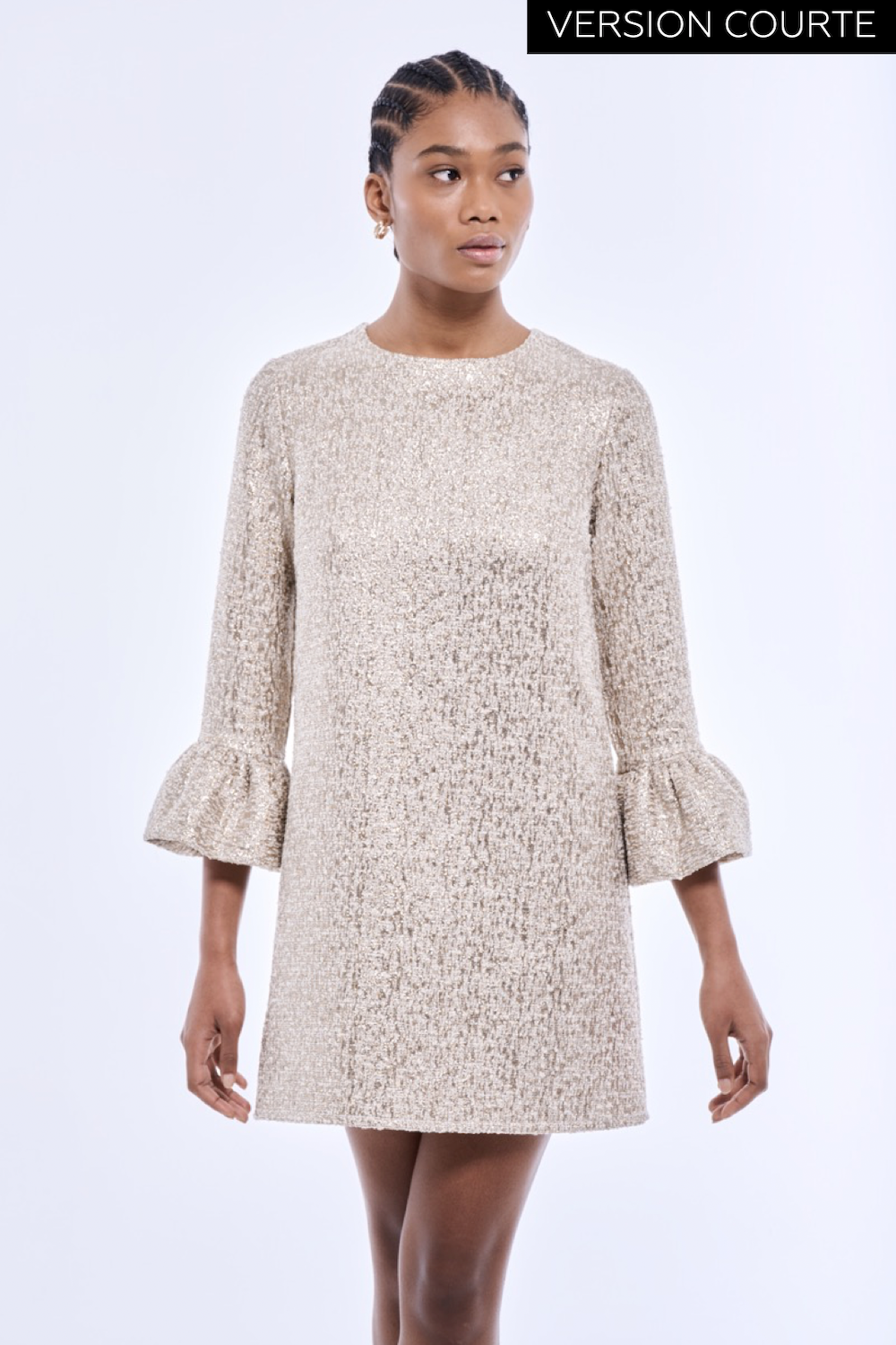 Twiggy - Tweed dress with bell sleeves made in France