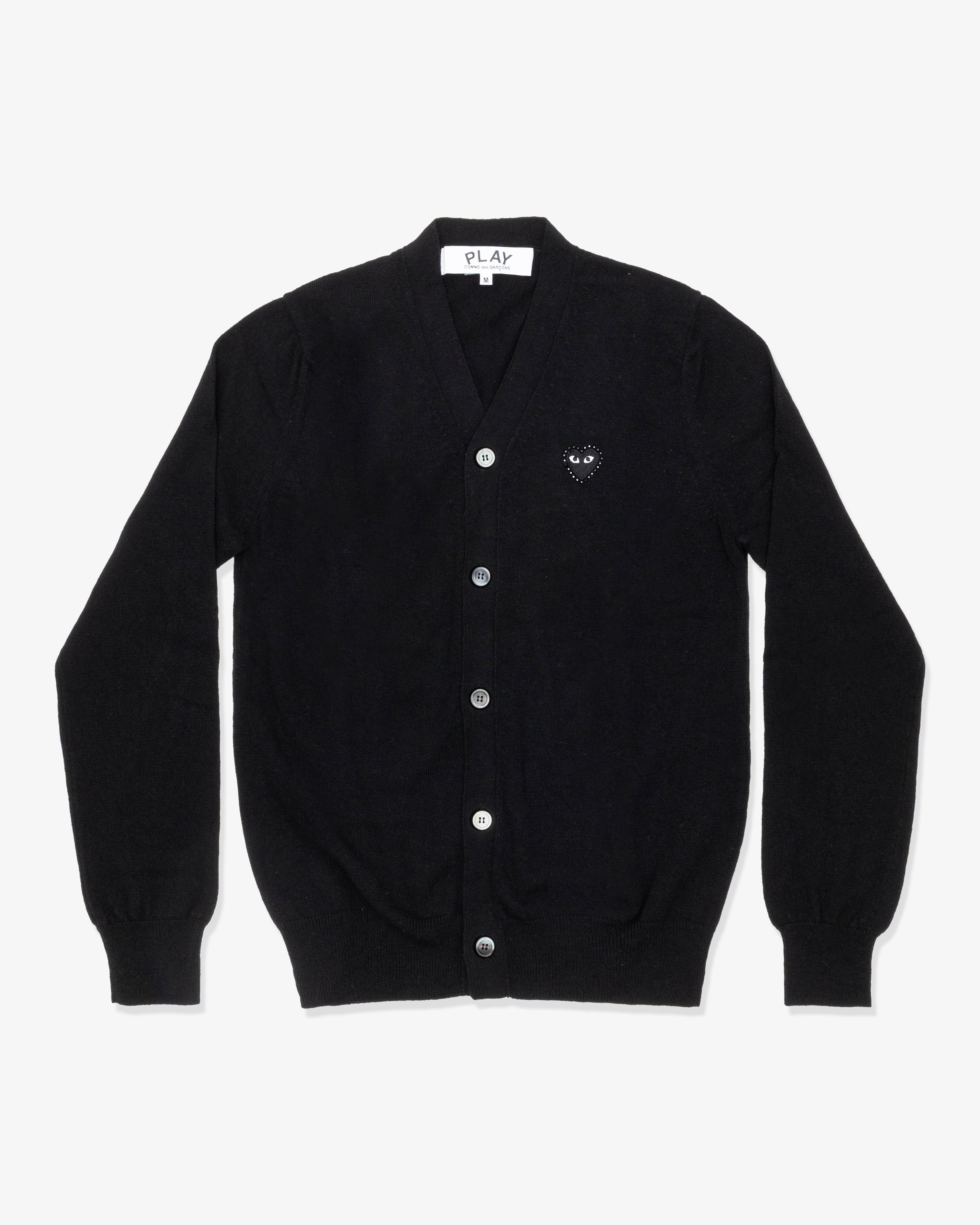 PLAY COMME des GARÇONS: V-Neck Cardigan With Black Medium Emblem X