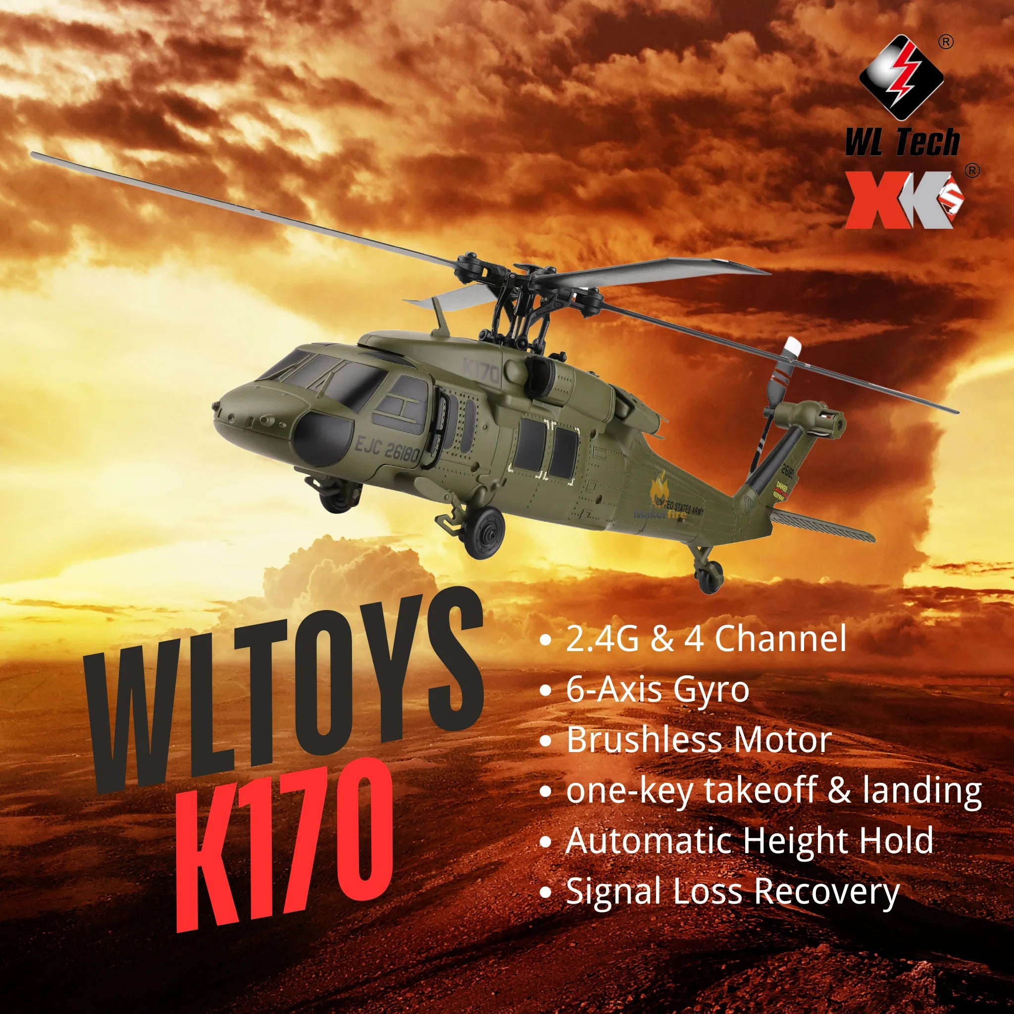 ラジコン ヘリコプター WLTOYS K170 UH-60L バッテリー2個付き Wltoys
