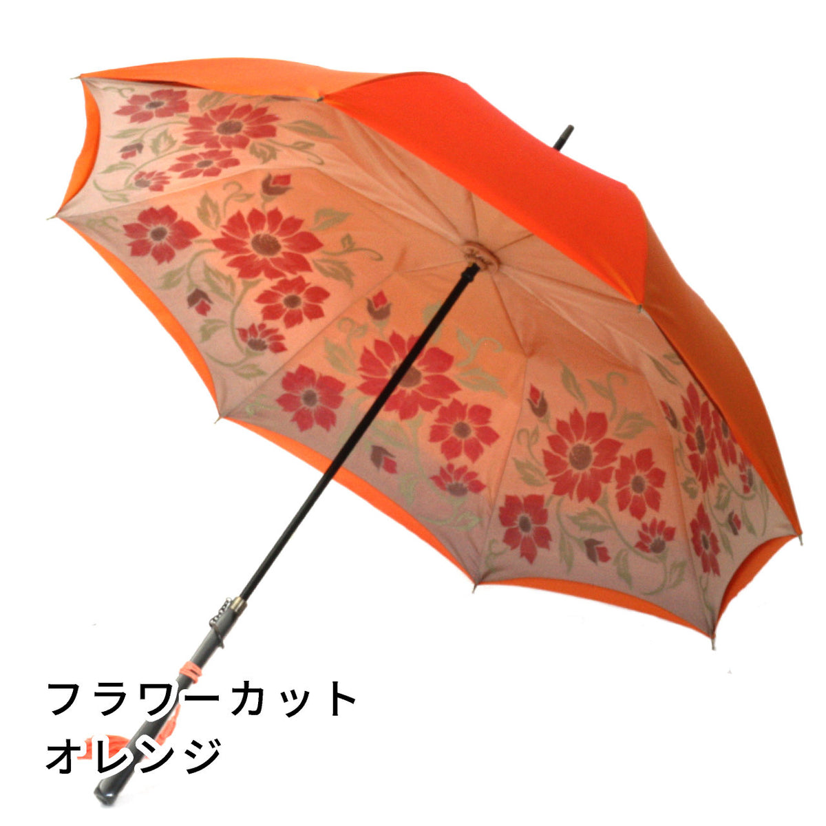 内側に花柄が広がるレディース長傘！晴雨兼用雨傘8本骨55cm