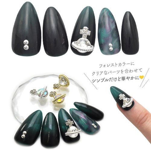 ネイルパーツ 選べる10色 2個入 土星 サターン カラフル 惑星 ネイル