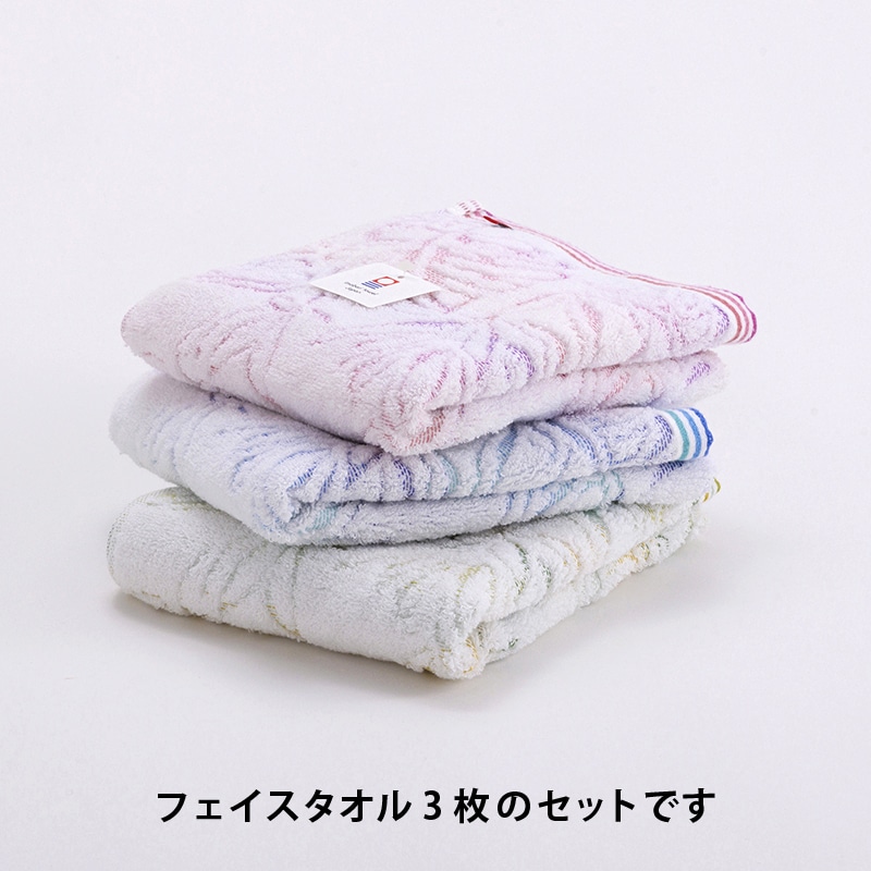 モンステラ柄フェイスタオル3枚セット（今治）(（フェイスタオル）34