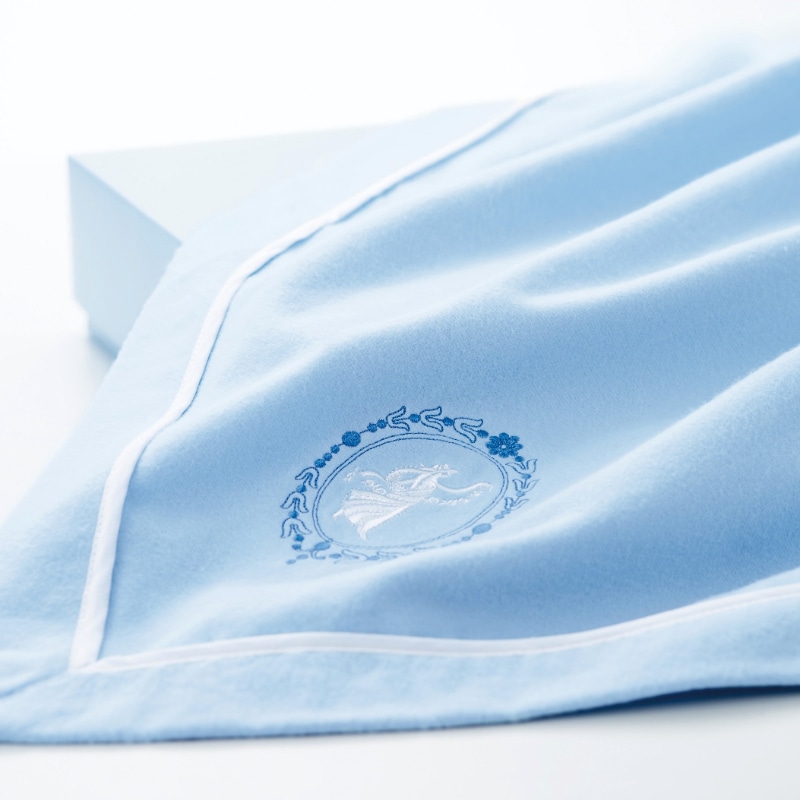 ウェッジウッド 綿毛布 （シングル）140×190cm ブルー 綿100%｜毛布