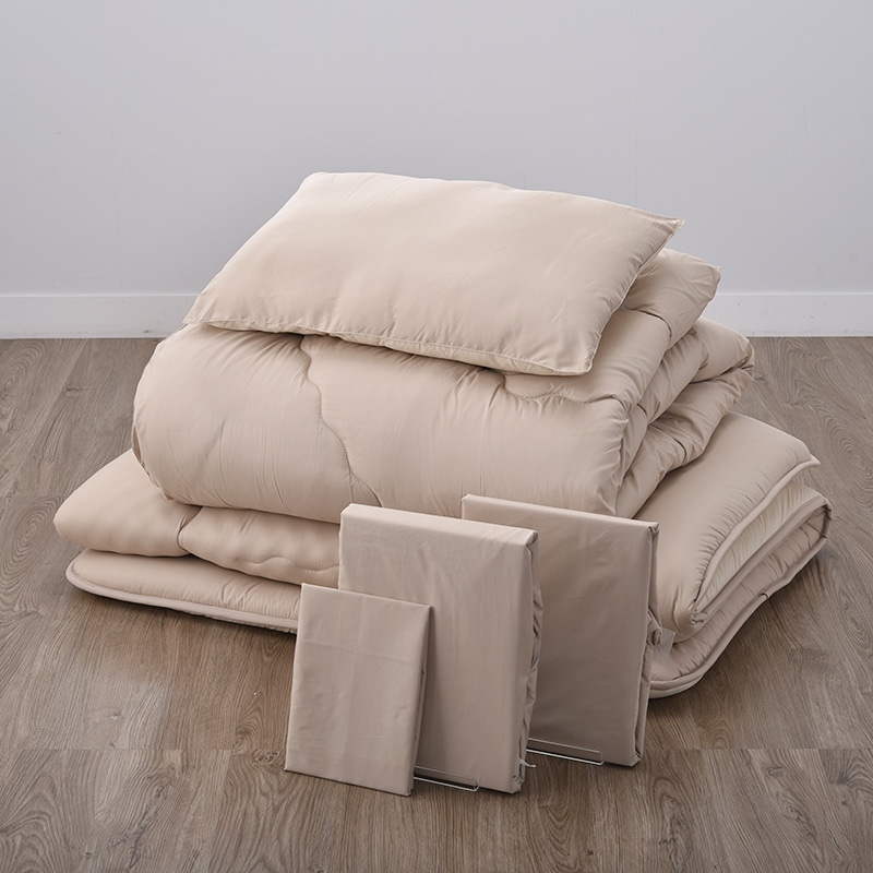 合繊布団6点セット シングルロング ベージュ 【合繊掛けふとん】 詰め