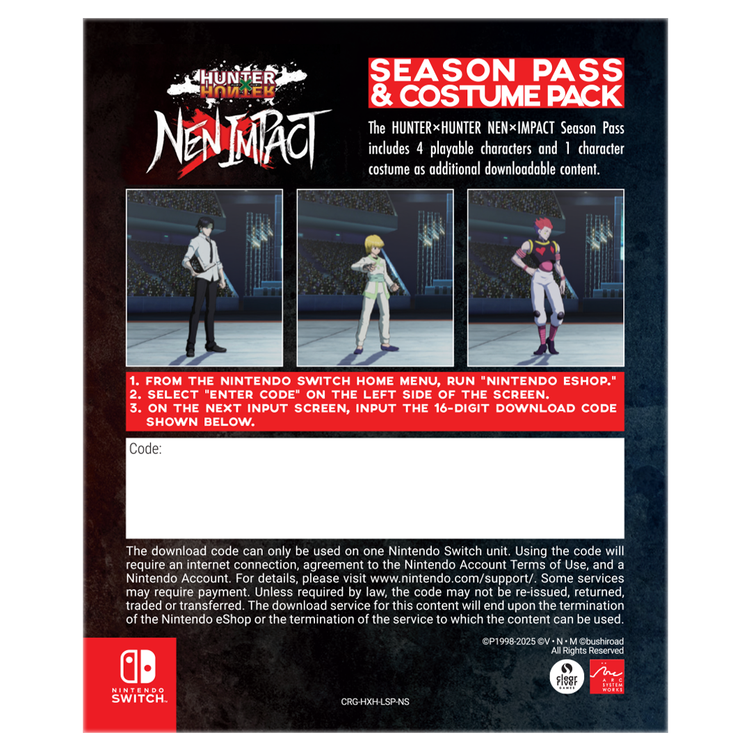 HUNTER×HUNTER NEN×IMPACT Limited Edition (Nintendo Switch) – Clear