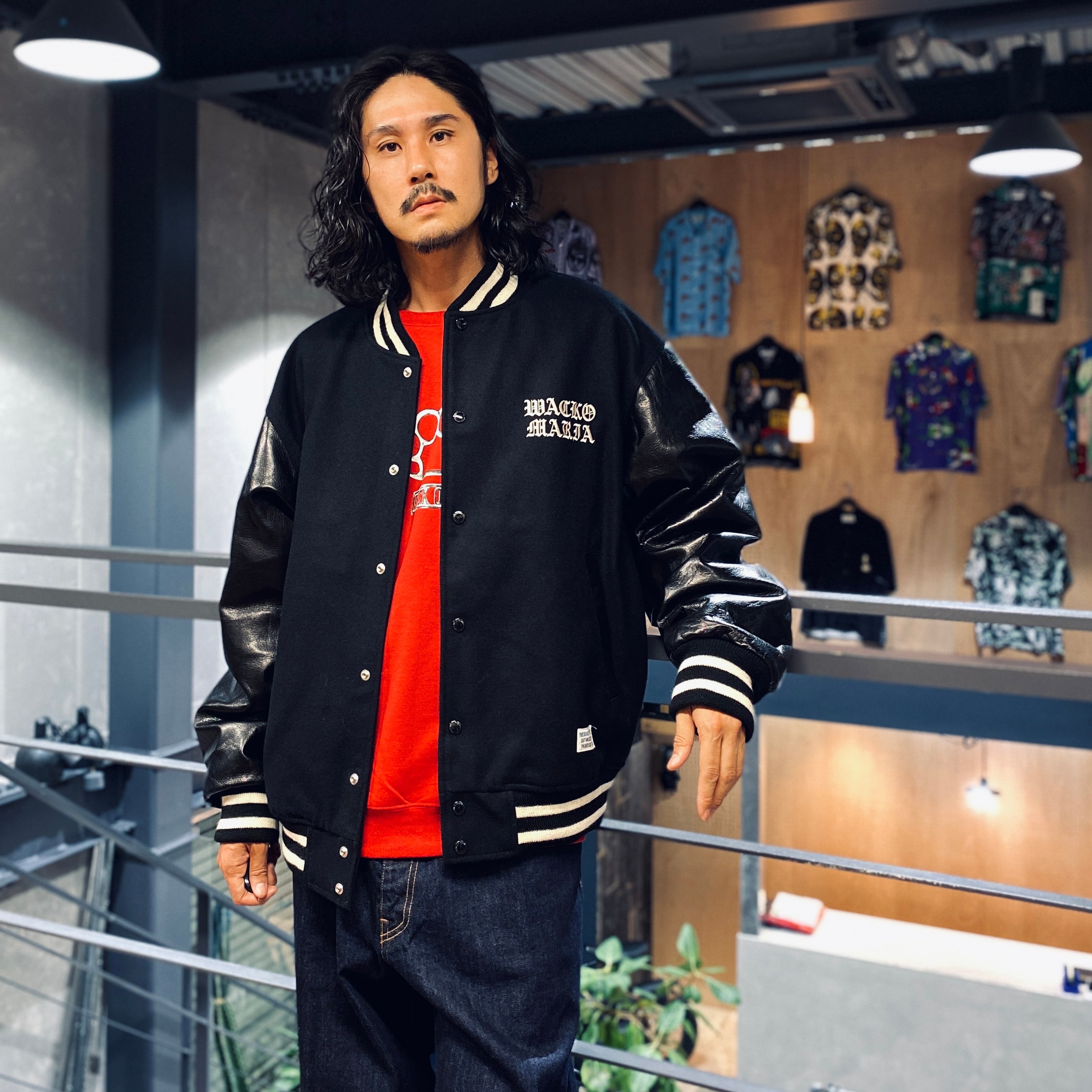 LEATHER VARSITY JACKET -B- -TYPE 2- #BLACK [23FW-WMO-BL07