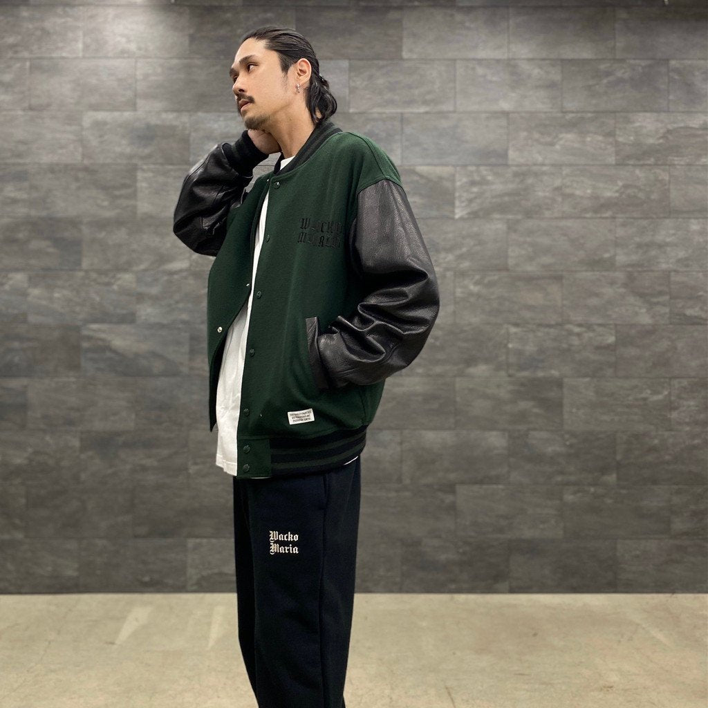 LEATHER VARSITY JACKET -TYPE 3- #D-GREEN [23SS-WMO-BL07] _ WACKO