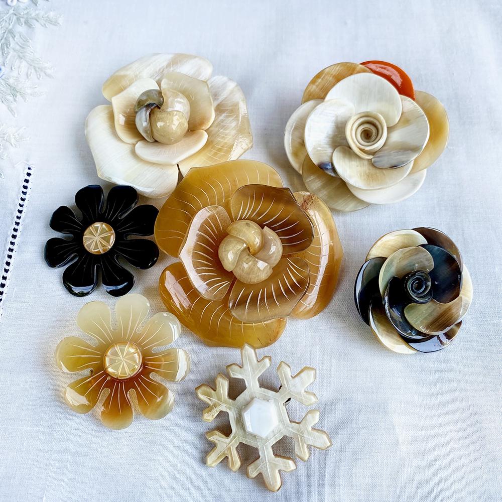 水牛角ブローチ 雪の結晶 小 – Zenma