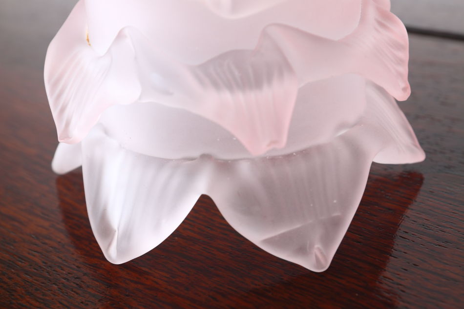 ローズピンク フロストガラス フリルランプシェード｜アンティーク家具