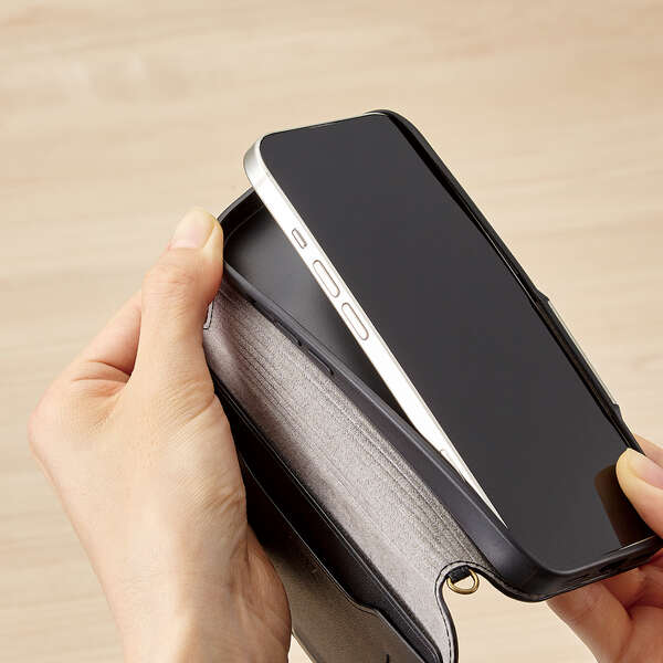 iPhone 15 ソフトレザーケース 手帳型 磁石付 NEUTZ | エレコム