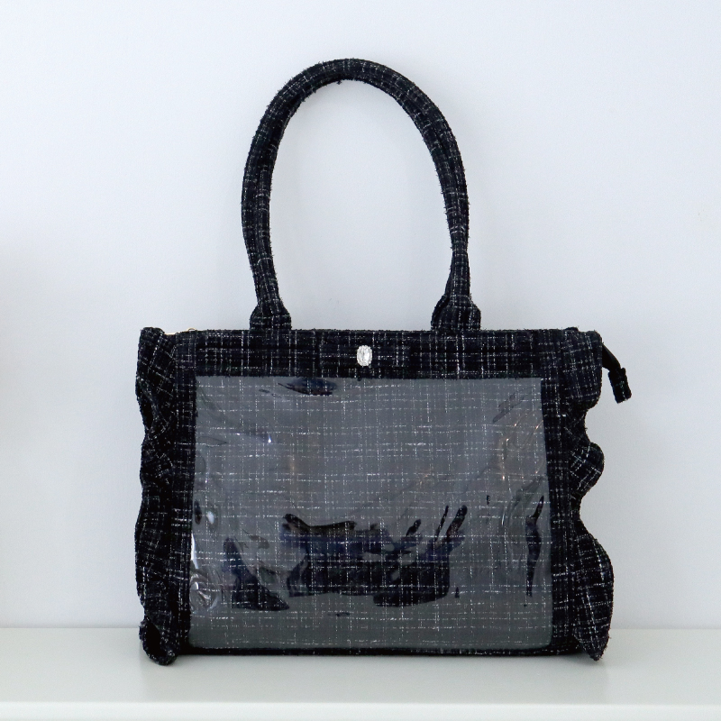 パレットリリーツイードバッグ ビジューリボン ブラック| FUKUYA