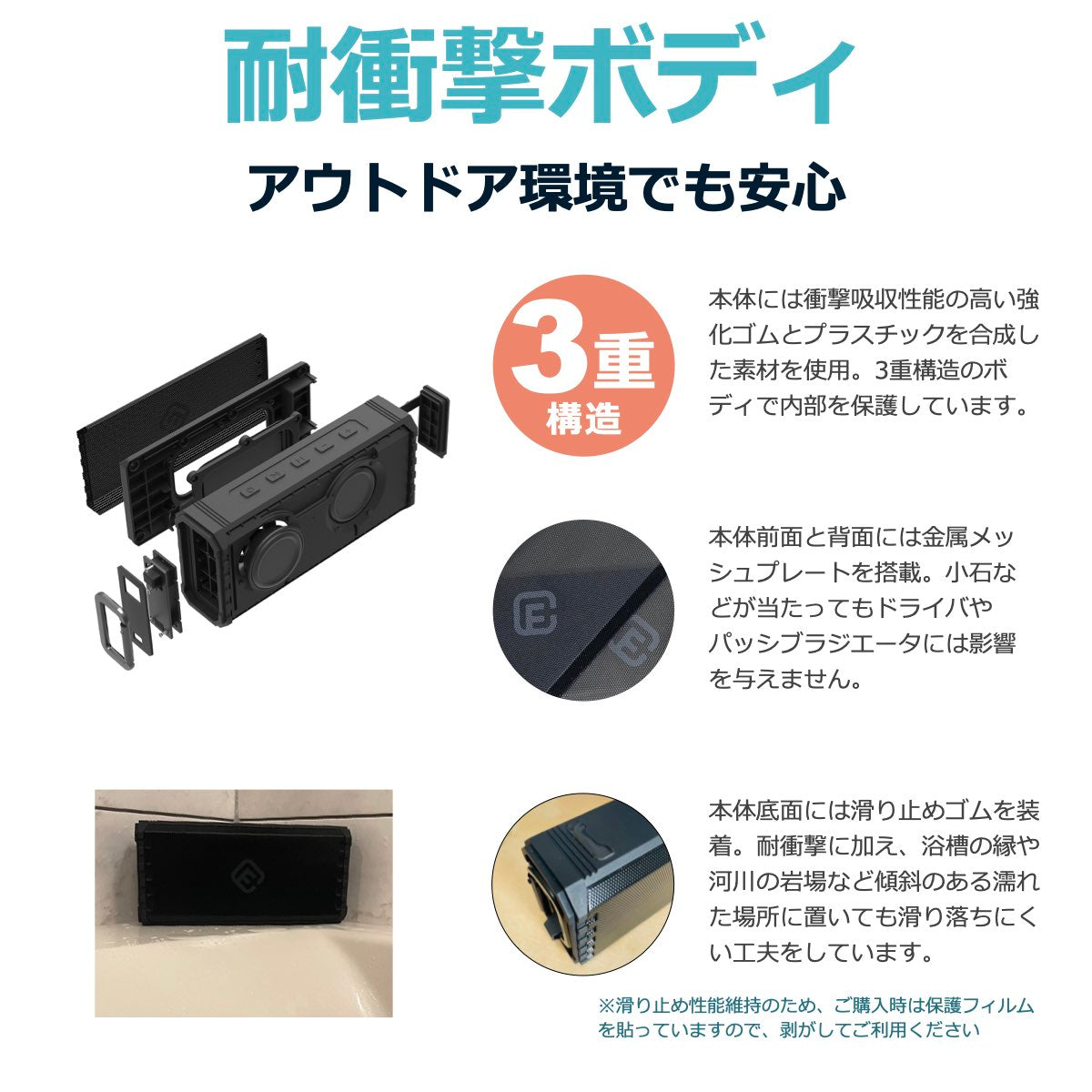 公式直販】40s Bluetoothスピーカー HW2 防水 ワイヤレス 高音質 大