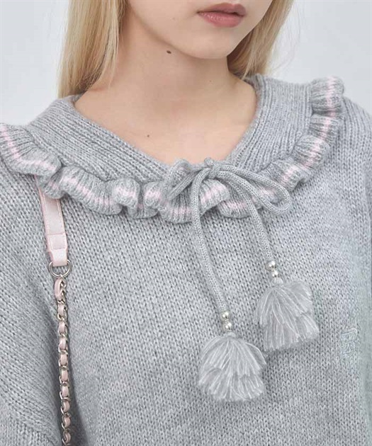 フリルカラーセーラーニット | Fickle Bebe