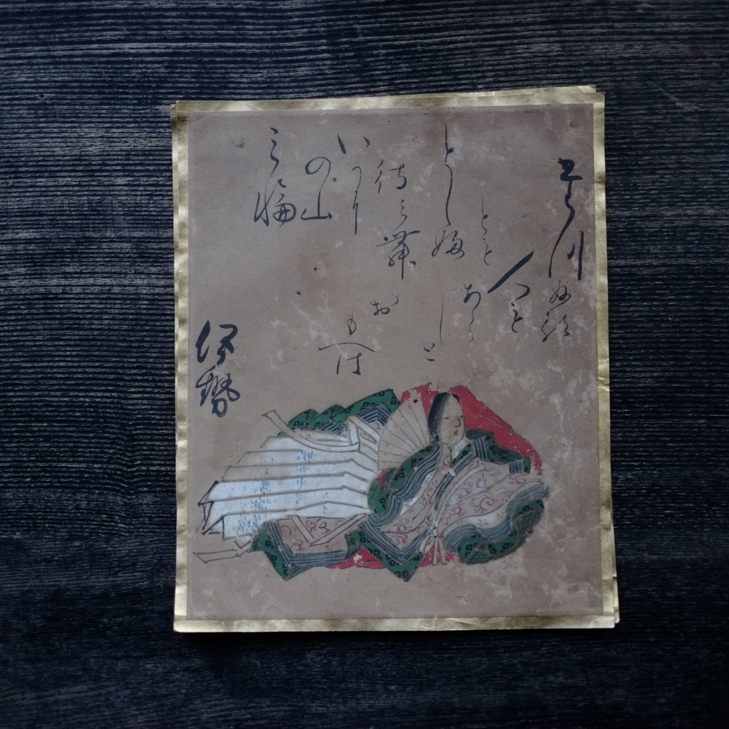 肉筆彩筆 三十六歌仙書画色紙 各種一枚 (江戸時代） – 逢季荘