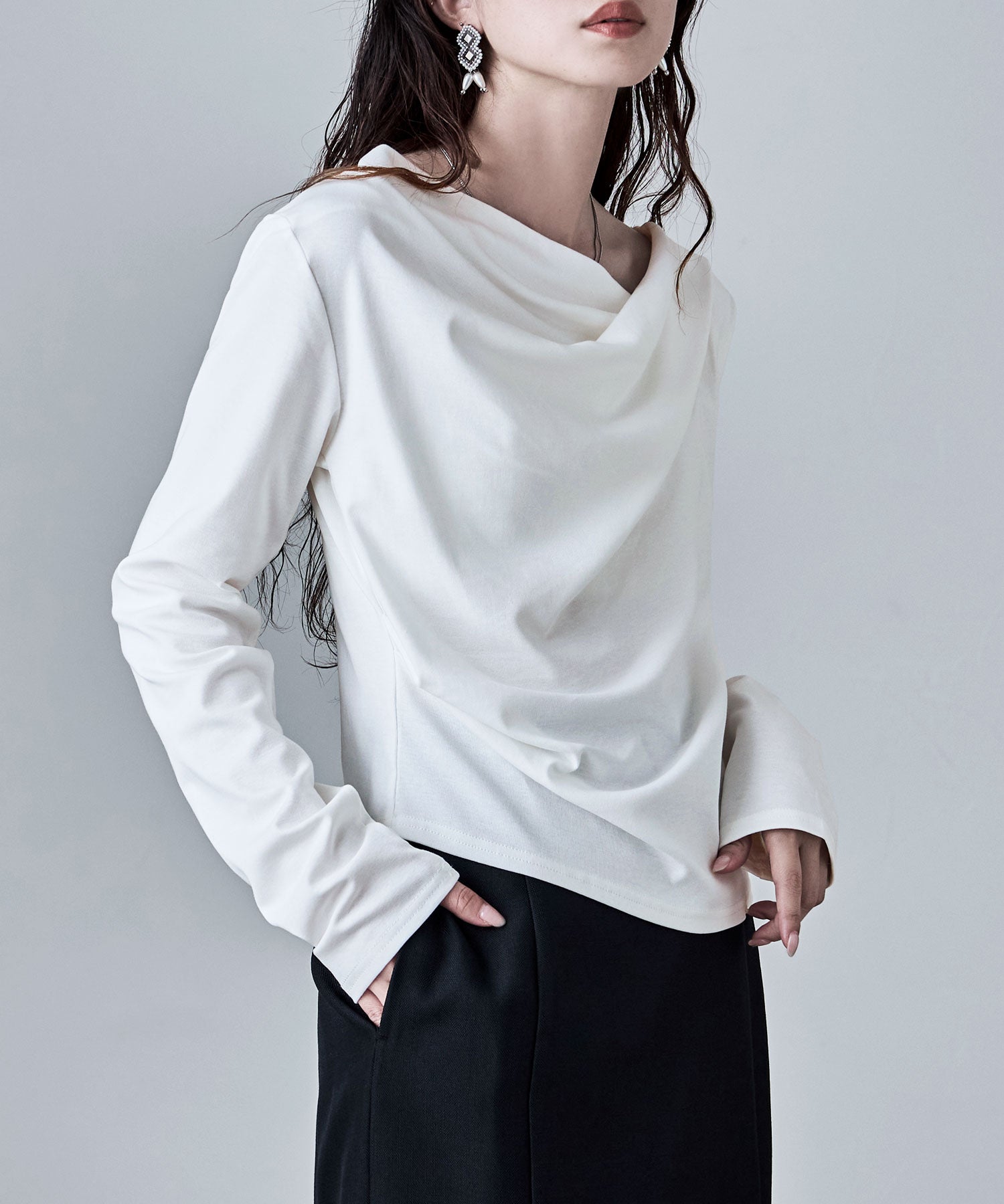 フロントドレープデザイントップス｜Tシャツ - etoll.