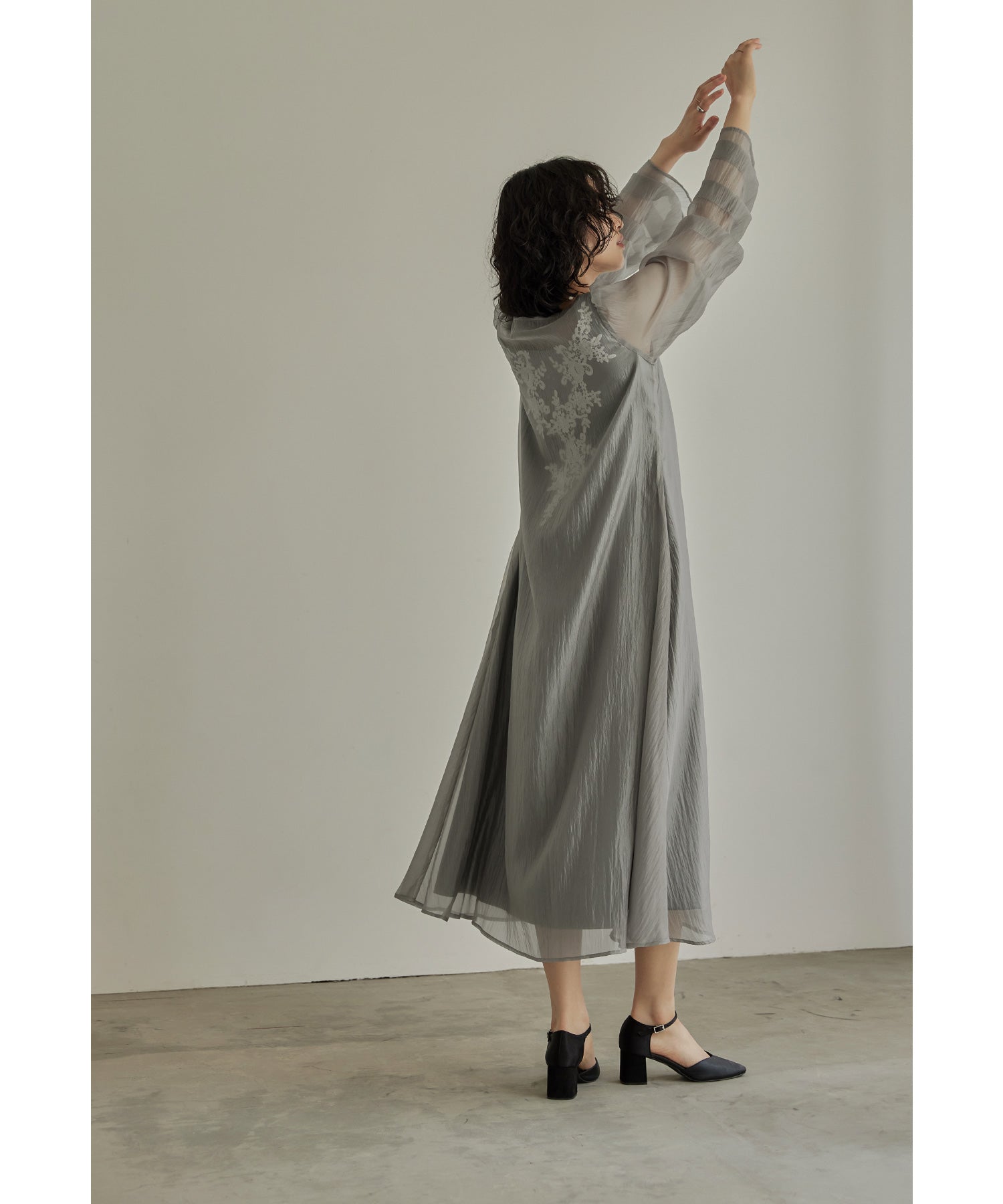 シアーAラインワンピース 結婚式 パーティードレス オケージョンドレス