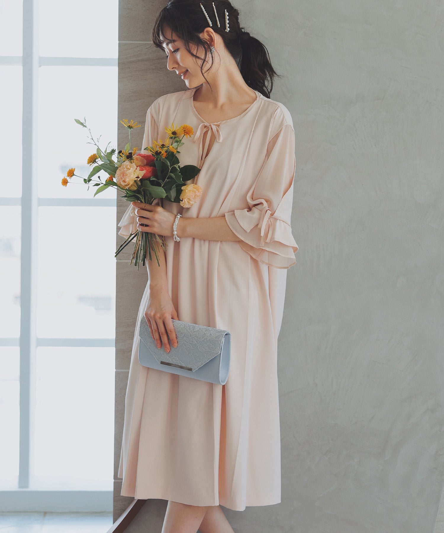 授乳口付きマタニティパーティードレスワンピース 結婚式｜パーティー