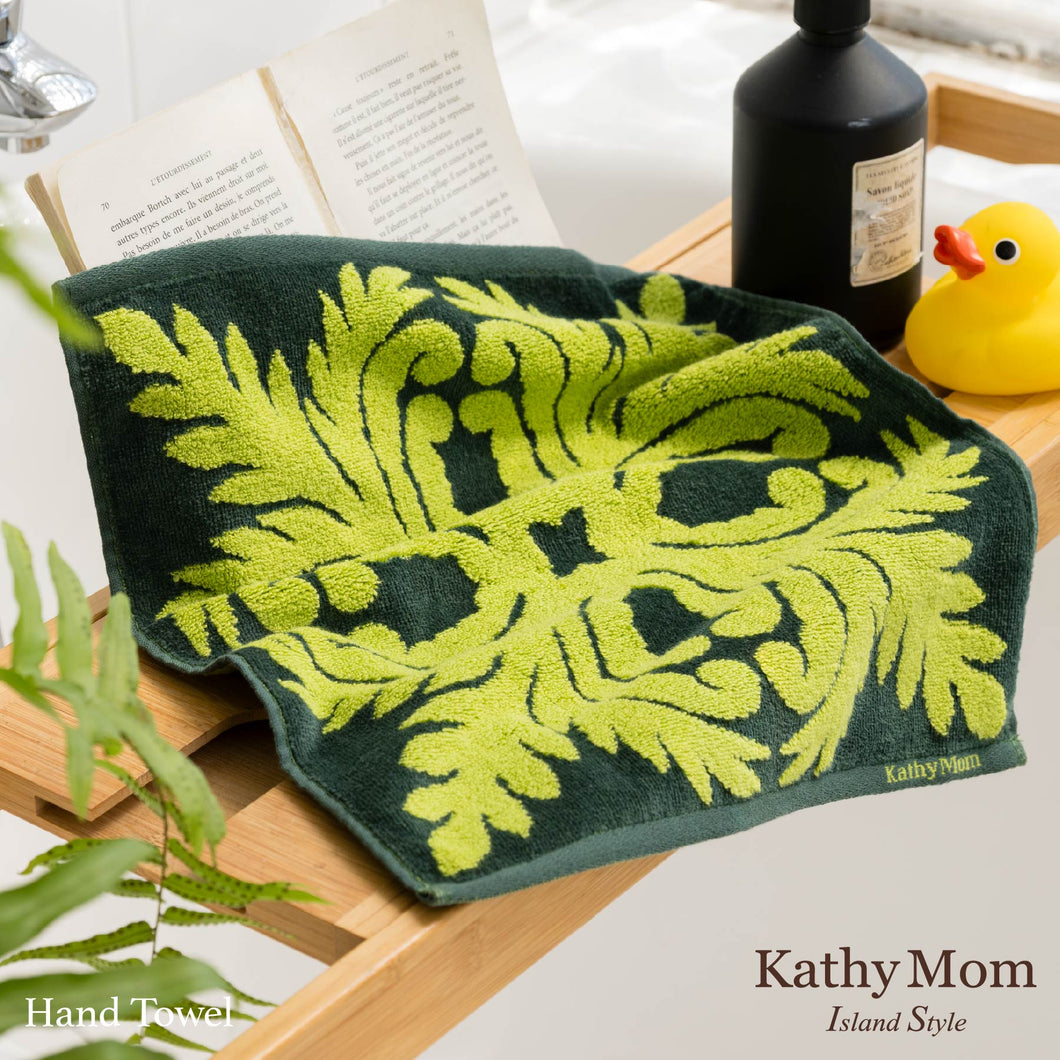 ハンドタオル ハワイアンキルト柄 ポノシリーズ#861e グリーン