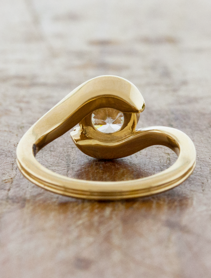 Soleil: Double Band Bypass Bezel Engagement Ring with Round