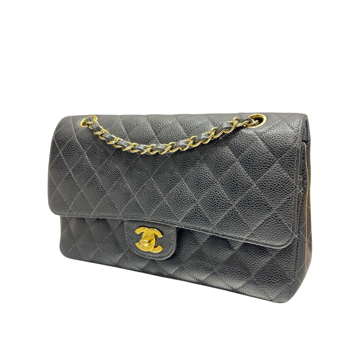 CHANEL マトラッセ キャビアスキン ダブルフラップ チェーンショルダー