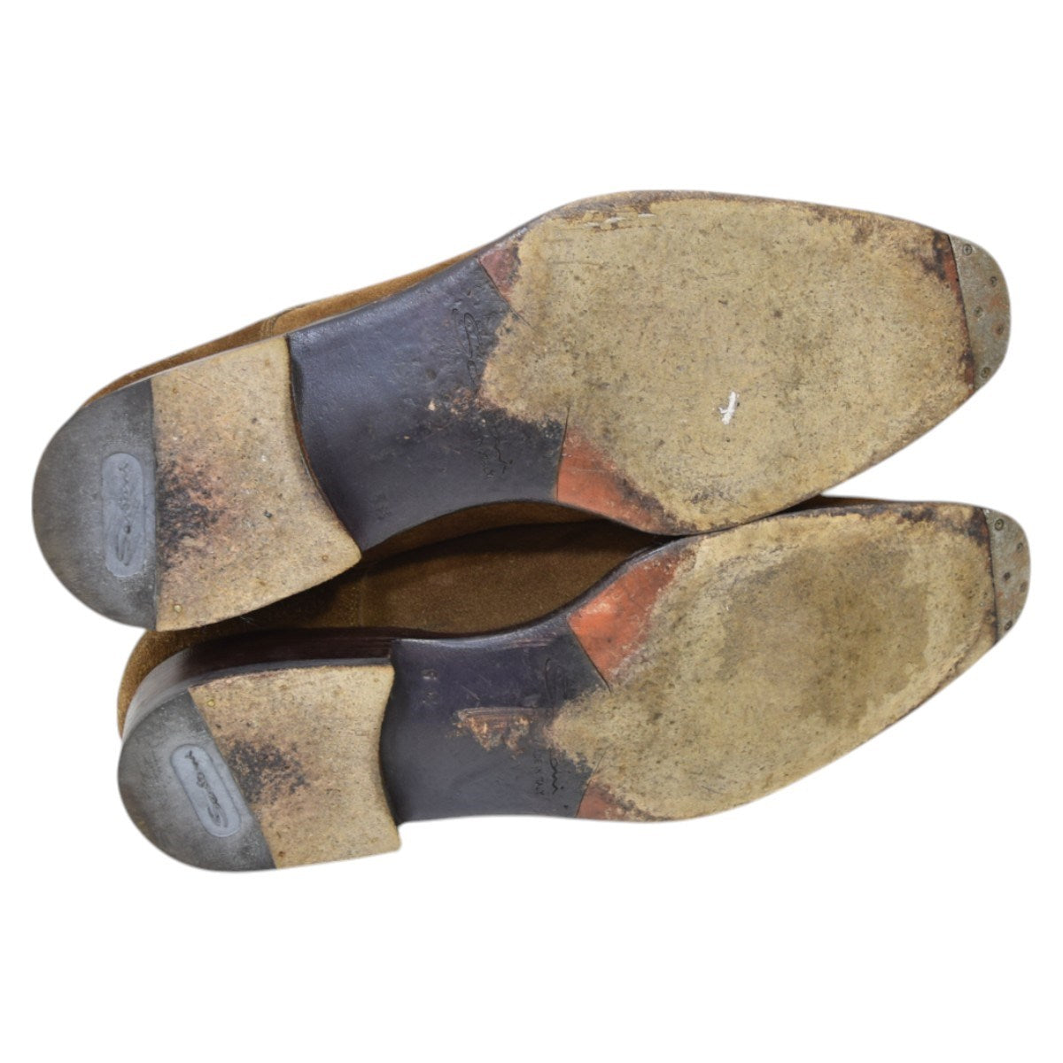 Santoni×BEAMS F スエードダブルモンクストラップシューズ ブラウン