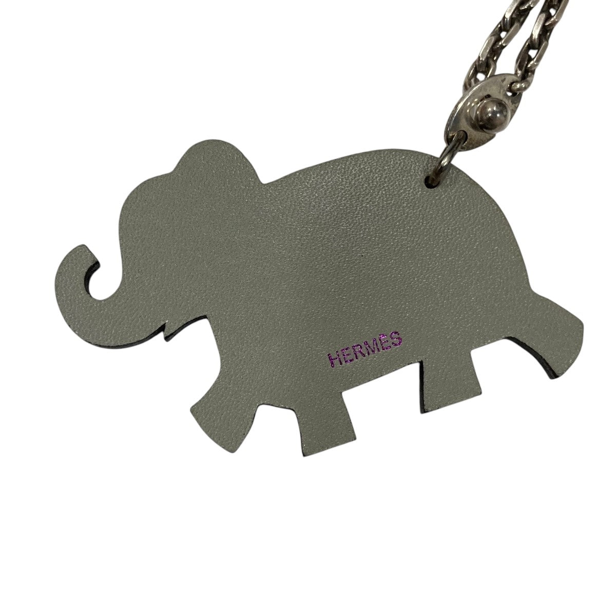 Hermes プティアッシュ チャーム エレファント ゾウ 象 レザー グレー