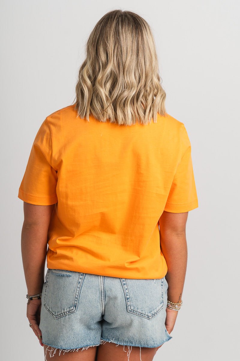 Basic short sleeve top orange | Trendy Tops - Lush Fashion Lounge