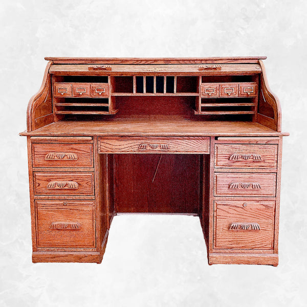 ロールアップデスク 鍵付き ロールトップ ライティングビューロー