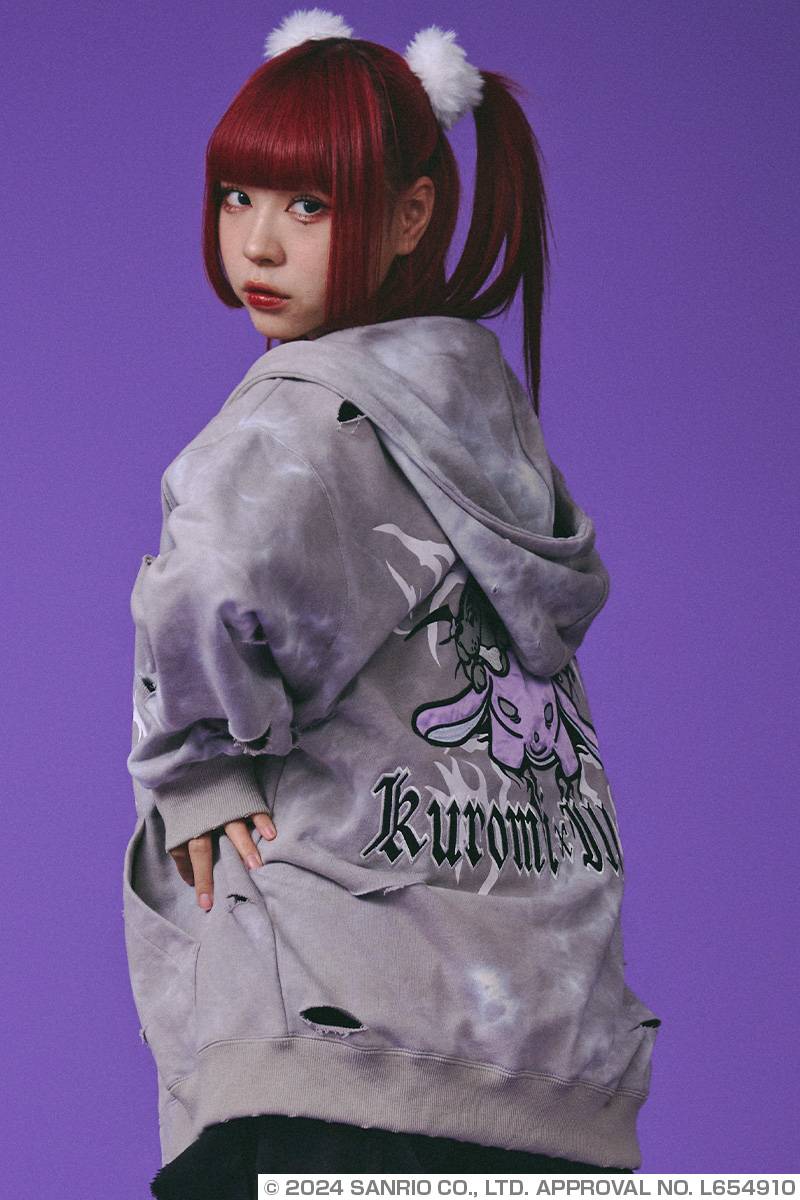 クロミ×GALFY(ガルフィー) イルガルフィームラ染めZIPパーカー - Gray