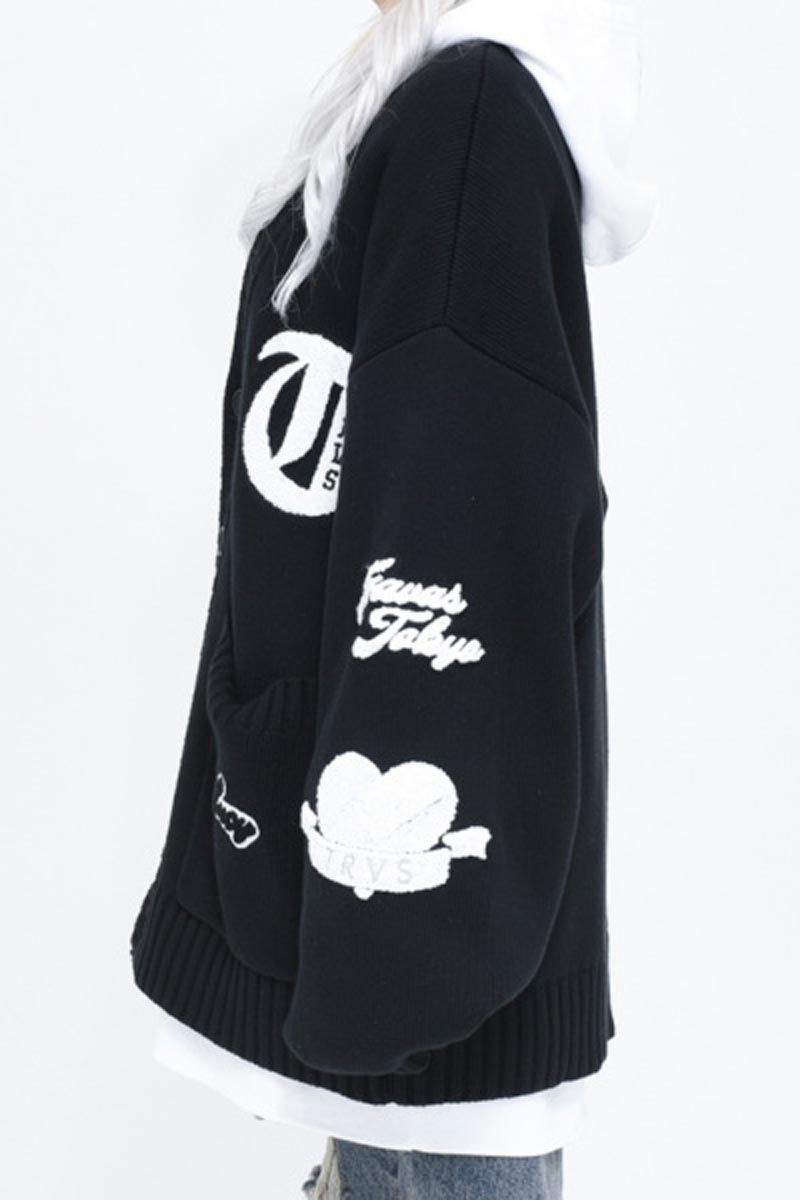 TRAVAS TOKYO【トラヴァストーキョー】Patch Knit Cardigan Black