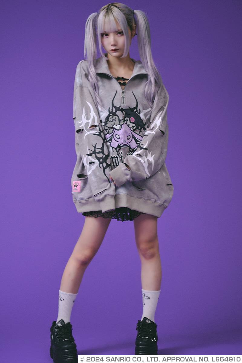 クロミ×GALFY(ガルフィー) イルガルフィームラ染めハーフZIP - Gray