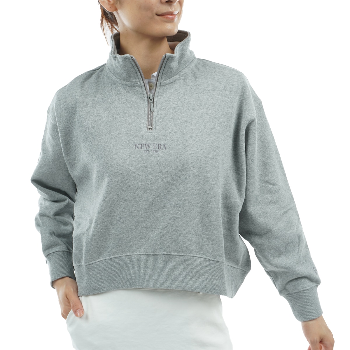 裏起毛 ハーフジップ スウェット レディス(中間着(セーター