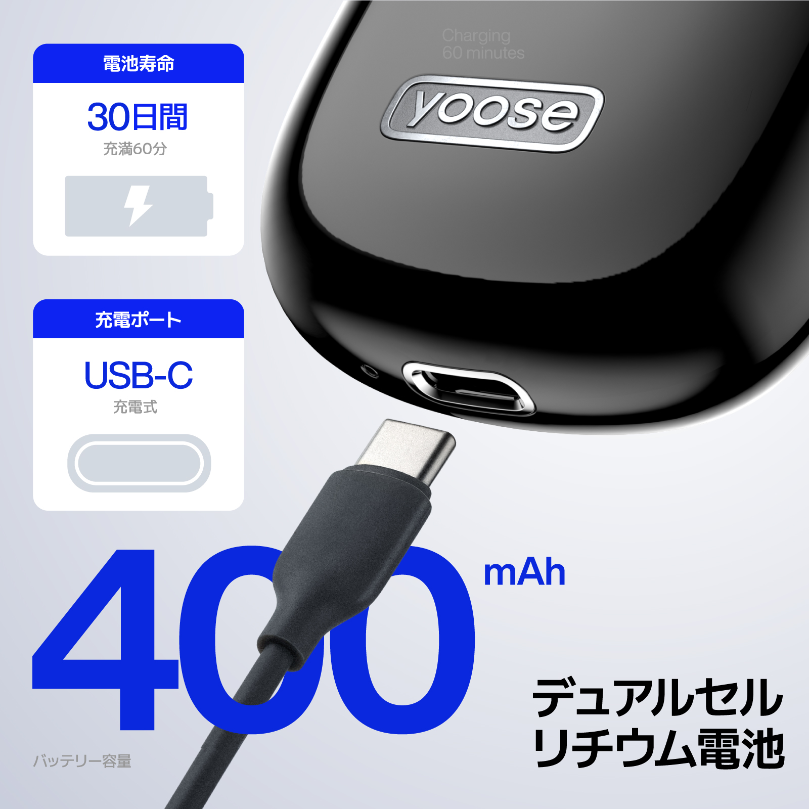 Yoose 電動Miniシェーバー 2.0 防水 IPX7 専用レザーケース付き