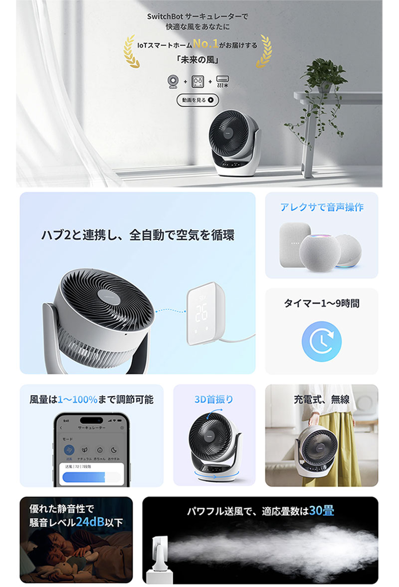 会員限定価格】SwitchBot スマートサーキュレーター コードレスモデル