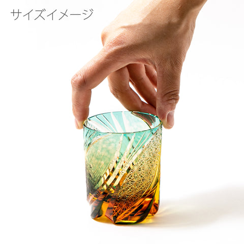 江戸切子 流星 酒グラス 琥珀緑 ｜江戸切子グラスならTABLEAU ONLINE